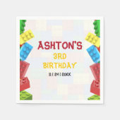 Gebäude blockiert Geburtstagseinladung, Jungen zum Serviette (Vorderseite)