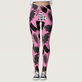 Gebäude blockiert.Schwarz und Weiß.w.01x4 Rosa BG Leggings