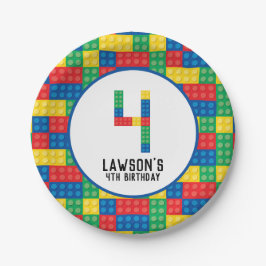 Gebäude Blocks 4. Geburtstagspapier-Teller Pappteller