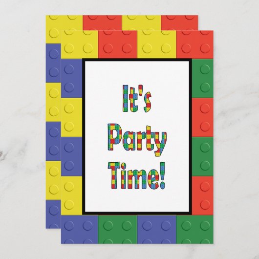 Gebäude Blocks and Bricks Party Einladung (Vorne/Hinten)