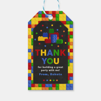 Gebäude Blocks Birthday Boy Bricks Gift Tag Geschenkanhänger