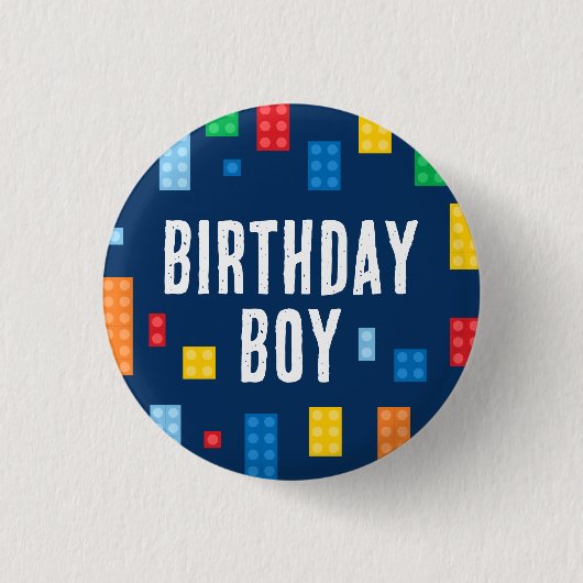 Gebäude Blocks Birthday Boy Button (Vorderseite)