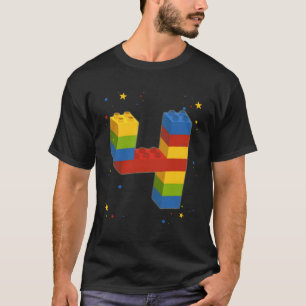 Gebäude Blocks Birthday Boy Girl 4 Jahre alt Bric T-Shirt