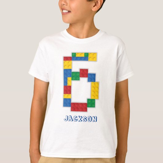 Gebäude Blocks Birthday Bricks 6 Jahre T - Shirt (Vorderseite)