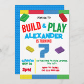 Gebäude Blocks Boy 7th Birthday Toy Einladung (Vorne/Hinten)