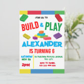 Gebäude Blocks Boy Birthday Toy Einladung (Stehend Vorderseite)