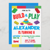 Gebäude Blocks Boy Birthday Toy Einladung (Vorne/Hinten)