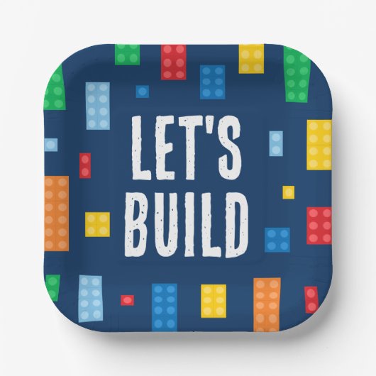 Gebäude Blocks Boy Geburtstag Pappteller (Vorderseite)