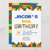 Gebäude Blocks Boy Geburtstagsparty Einladung (Vorne/Hinten)