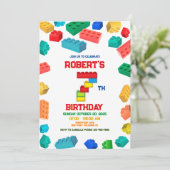 Gebäude Blocks Geburtstag einladen, Bauen Einladung (Stehend Vorderseite)