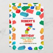 Gebäude Blocks Geburtstag einladen, Bauen Einladung (Vorne/Hinten)