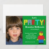 Gebäude Blocks Geburtstag Einladung (Vorne/Hinten)