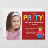 Gebäude Blocks Geburtstag Einladung (Vorderseite)