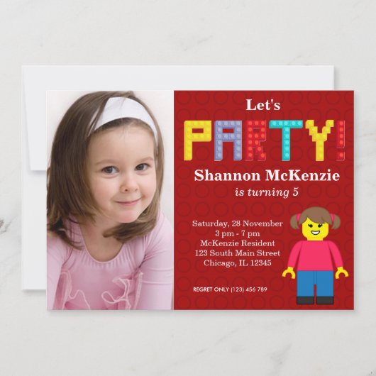 Gebäude Blocks Geburtstag Einladung (Vorderseite)