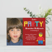 Gebäude Blocks Geburtstag Einladung (Stehend Vorderseite)