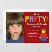 Gebäude Blocks Geburtstag Einladung (Vorne/Hinten)