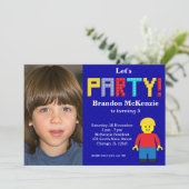 Gebäude Blocks Geburtstag Einladung (Stehend Vorderseite)