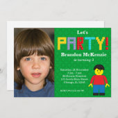 Gebäude Blocks Geburtstag Einladung (Vorne/Hinten)