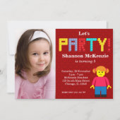 Gebäude Blocks Geburtstag Einladung (Vorderseite)