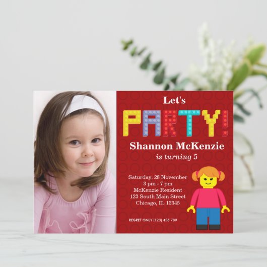 Gebäude Blocks Geburtstag Einladung (Stehend Vorderseite)