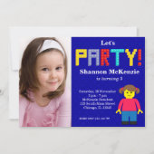 Gebäude Blocks Geburtstag Einladung (Vorderseite)