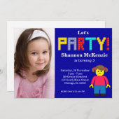 Gebäude Blocks Geburtstag Einladung (Vorne/Hinten)