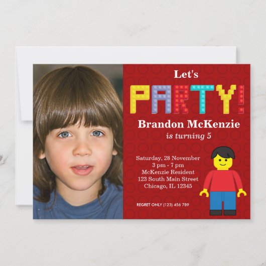 Gebäude Blocks Geburtstag Einladung (Vorderseite)