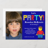 Gebäude Blocks Geburtstag Einladung (Vorne/Hinten)