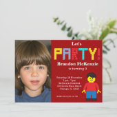 Gebäude Blocks Geburtstag Einladung (Stehend Vorderseite)