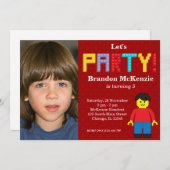 Gebäude Blocks Geburtstag Einladung (Vorne/Hinten)