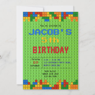 Gebäude Blocks Geburtstag Einladung