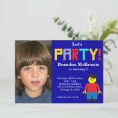 Gebäude Blocks Geburtstag Einladung (Stehend Vorderseite)