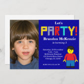 Gebäude Blocks Geburtstag Einladung (Vorne/Hinten)