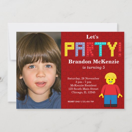 Gebäude Blocks Geburtstag Einladung (Vorderseite)