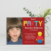 Gebäude Blocks Geburtstag Einladung (Stehend Vorderseite)