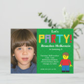 Gebäude Blocks Geburtstag Einladung (Stehend Vorderseite)