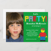 Gebäude Blocks Geburtstag Einladung (Vorne/Hinten)