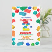 Gebäude Blocks Geburtstag, Gebäude Party Einladung (Stehend Vorderseite)