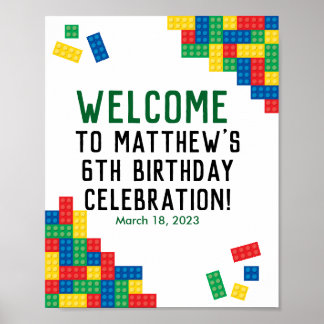 Gebäude Blocks Geburtstagsparty Willkommenspender Poster