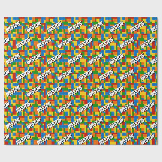 Gebäude Blocks Multicfarbener Individuelle Name Ge Geschenkpapier (Flach)