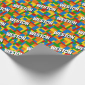 Gebäude Blocks Multicfarbener Individuelle Name Ge Geschenkpapier (Ecke)