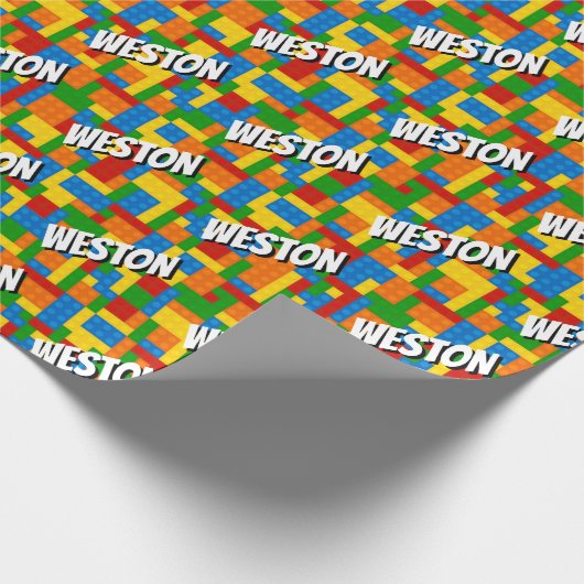 Gebäude Blocks Multicfarbener Individuelle Name Ge Geschenkpapier (Ecke)