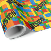 Gebäude Blocks Multicfarbener Individuelle Name Ge Geschenkpapier (Rolleneckpunkt)