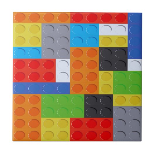 Gebäude-Blockstein blau-grün-orange gelb Fliese (Vorderseite)