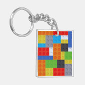 Gebäude-Blockstein blau-grün-orange gelb Schlüsselanhänger (Vorderseite links)