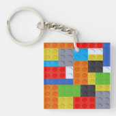 Gebäude-Blockstein blau-grün-orange gelb Schlüsselanhänger (Vorderseite)