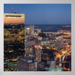 Gebäude Boston mit leichten Straßenwegen Poster