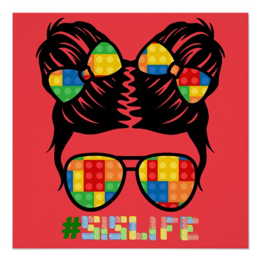 Gebäude Brick Shirt | Leopard Print Messy Bun Poster (Vorderseite)