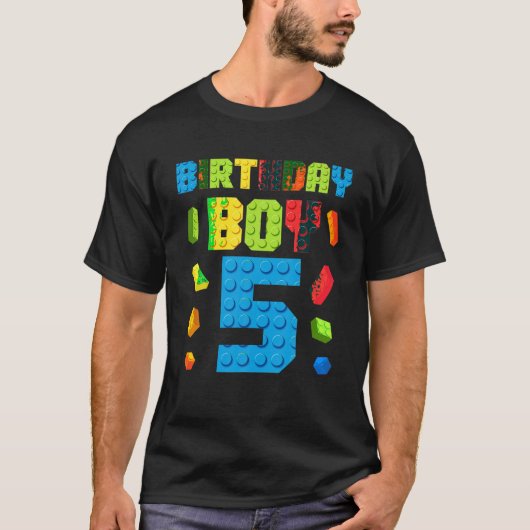 Gebäude Bricks 5th Birthday Boy 5 Five Year Maste T-Shirt (Vorderseite)