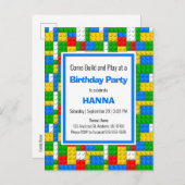 Gebäude Bricks Construction Toys Thema Einladungspostkarte (Vorne/Hinten)